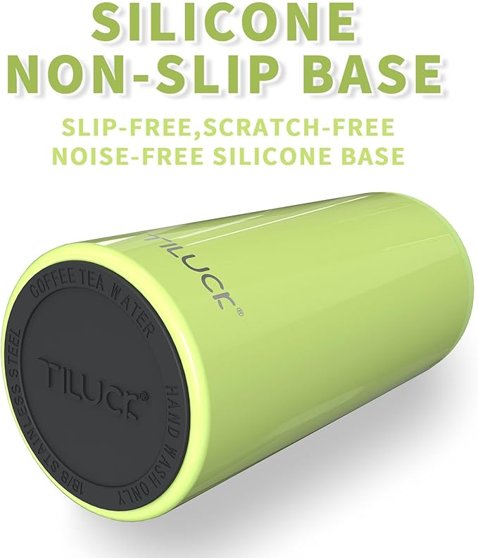 TILUCK Skinny Can Cooler for Slim Beer & Hard Seltzer, Stainless Steel, Doucle-Walled Stainless Steel Insulated Slim Cans, Standard 12 oz (Lime)