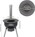 Wood Burning Stove with Grill Rack, Portable Camping Rocket Stove Chimney Charcoal Grill & 4 Wok Rings, for Outdoor Backyard Cooking, Picnic and Barbecue (Black, 20.5 in)