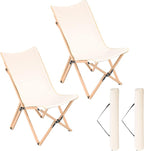 Giantex Camping Chairs 2 Pack, Folding Beach Chairs for 330lbs, Outdoor Butterfly Chair, Portable Lawn Chairs for Picnic Fishing Hiking Mountaineering, Lightweight Bamboo Frame No Assembly (Beige)