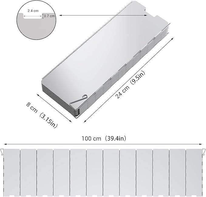 Camp Stove Windscreen, Ohuhu Camping Stove Windscreen 8/10/12 Plates Aluminum Folding Portable Camping Stove Windshield Grill Wind Screen for Camp with Carry Bag for Camping Hiking Picnic Backpacking