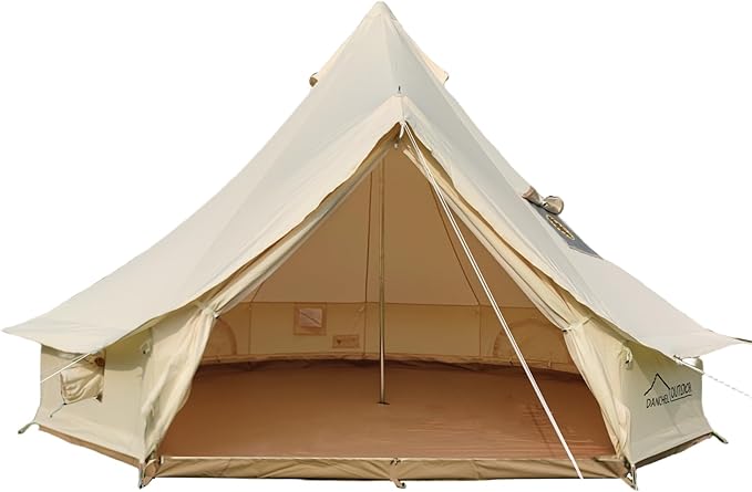 DANCHEL OUTDOOR B5PRO 4 Season Canvas Tent with Stove Jack Camping, Waterproof Bell Tent with AC Port Yurt All Year Living, Luxury Glamping for 4/6/8 Person Hunting Party, 13ft/16.4ft/20ft