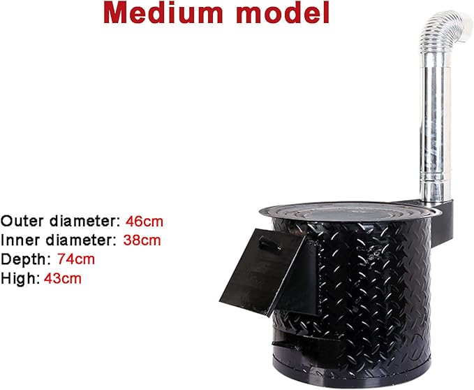 Firewood Stove, Portable Coal/Wood Stove, Heating and Cooking Cast Iron Stove, Mobile Indoor Outdoor Camping Stove, Multiple, 58CM