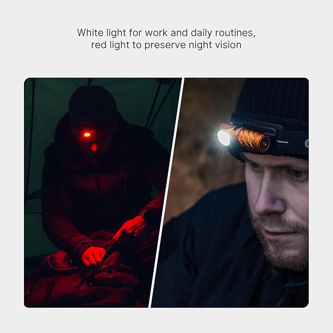 OLIGHT Perun 3 Mini Premium Headlamp 1250 Lumens Flashlight with Type-C Charging Box, Rechargeable Headlight with Red Light Option,Perfect for Working, Hiking, Camping and Climbing (Orange)