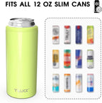 TILUCK Skinny Can Cooler for Slim Beer & Hard Seltzer, Stainless Steel, Doucle-Walled Stainless Steel Insulated Slim Cans, Standard 12 oz (Lime)