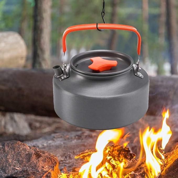 3pcs/Set Outdoor Camping Hiking Cookware Utensils 2-3 People Portable Travel Picnic Teapot Pot Frying Pan Cooking Tableware (Color : A)