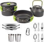 Compatible for Camping Cooking Set Cookware Travel Tableware Outdoor Picnic Teapot for 2-3 Peaple Non-Stick Pots Assorted Sets