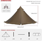 Tipi Tent Camping Hot Tent, Rheum Nobile Lightweight Teepee Waterproof with Stove Jack for 2-4 Person Hiking, Hunting, Backpacking