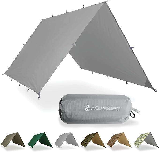 AquaQuest Safari Tarp – Lightweight Waterproof (5,000mm) Seam-Taped Ripstop Rain Fly for Backpacking, Thru-Hiking & Hammock Camping