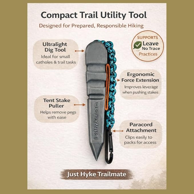 Trailmate Ultralight Backpacking Trowel – Compact Cathole Shovel & Tent Stake Puller, Leave No Trace Dig Tool for Hiking & Camping