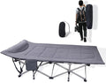 KAKO Folding Camping Cot, Heavy Duty 600 Lbs Portable Bed for Adults, Camping Beds with Carry Bag, Grey