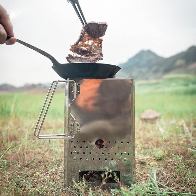 camping moon CAMPINGMOON Charcoal Chimney Starter Collapsible Foldable Grill Chimney Stainless Steel MT-17