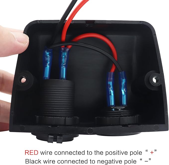 12/24V Multi-Functional 2-Hole Tent Panel Car Conversion Socket Cigarette Lighter Power Adapter+Digital Voltmeter Waterproof Socket Combination for Car Boat RV