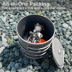 Maxi Titanium 750ml Pot and 420ml Bowl Combo Set, Grade 1 Titanium Stackable Camping Cookware, Ultralight Backpacking Pot Set