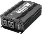 600W Power Inverter DC 12V to AC(2 Outlets) 110V Car Charger Plug Inverter Adapter Converter with 4.2A Dual USB Charging Ports for RV Camping Travel