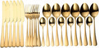 Flatware Sets Gold Cutlery Set Stainless Steel Forks Spoons Knifes Full Tableware Utensils Reusable Tableware Sets Dinnerware Set Eco Friendly Stainless Steel,