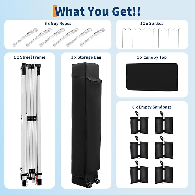 10x20 Pop Up Canopy with 0/4/6 Sidewalls, Beach Ten with One Push Setup, Heavy Duty Outdoor Instant Canopy Tent with Portable Roller Bag, Silver Coated Top, 3 Adjustable Height, Sandbags