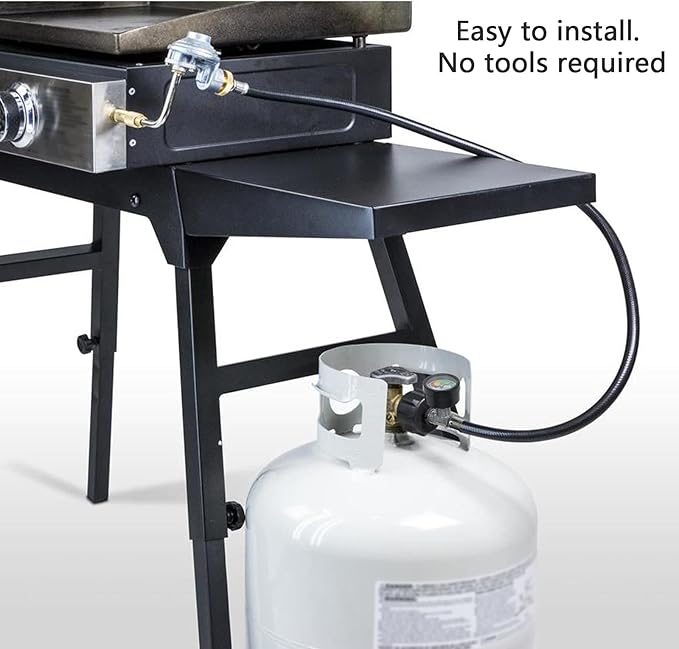 ATKKE Propane Hose Adapter 1lb to 20lb with Gauge, 12FT Propane Tank Grill Adapter Converter for Weber Q Grill, Mr. Heat Propane Heat, Blackstone 17/22‘’ Griddle, Coleman Camping Stove and More