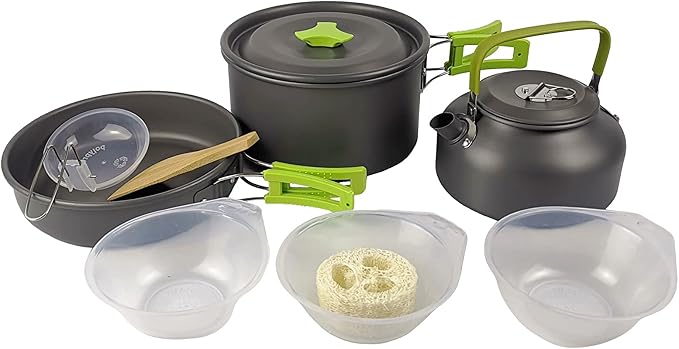 Outdoor Kitchen Utensils Set 9 Pcs Camping Hiking Cookware Portable Picnic Tableware Tourism Supplies Kit with Accessories Combination