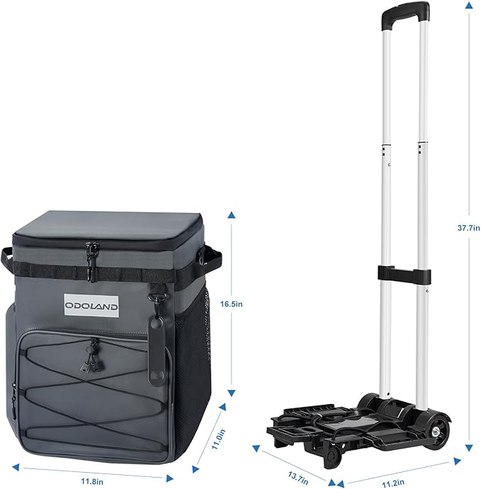 Odoland 48/72 Can Rolling Cooler Bag with Wheels & Handle, Collapsible Insulated Ice Chest for Beach, Camping & Tailgating - Portable Travel Soft Cooler on Wheels, Collapses for Easy Storage