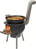 Wood Burning Stove Portable Camping Rocket Stove for Outdoor Cooking Removable Iron Firewood Stove with Grill Rack Charcoal Grill Tent Stoves for Backpacking Hiking (21 in-4 Wok Rings)