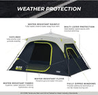 CORE Blackout Instant Cabin Tent | Large Family Pop Up Dark Room Tent with Easy Camp Setup | Included Storage Pockets for Outdoor Camping Accessories