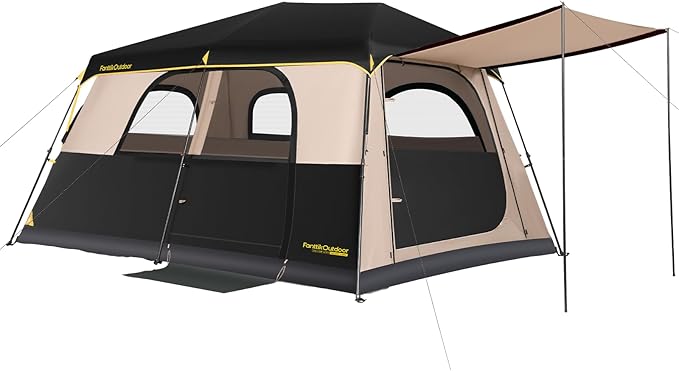 FanttikOutdoor Zeta C8/C10 Apex Camping Tent, 8/10 Person Instant Cabin Tent Setup in 60s, Family Tent with Carry Bag for Family Camping & Hiking, Waterproof, Upgraded Ventilation