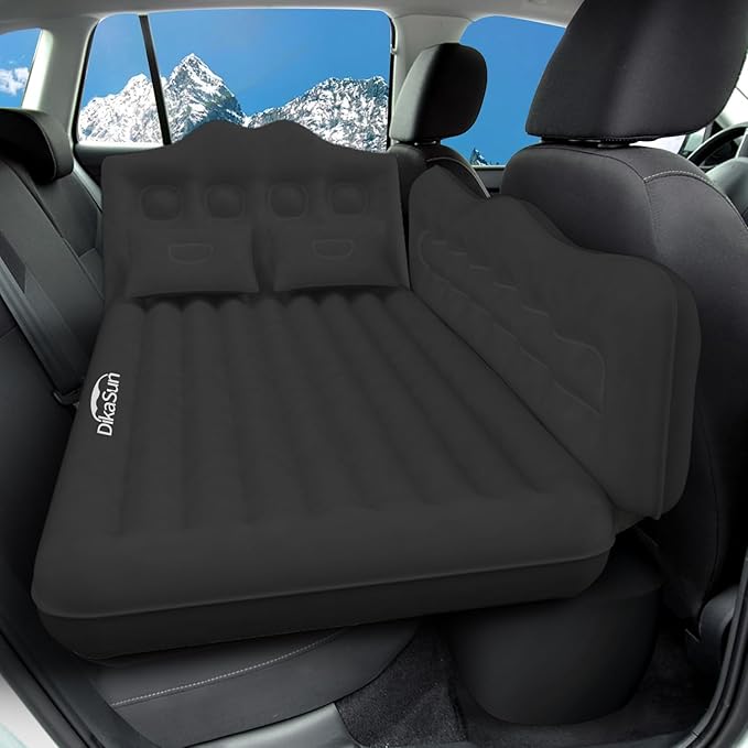 Car Air Mattress, Inflatable SUV Truck Camping Mattress for Back Seat, Thickened Travel Car Bed Sleeping Pad with Air Pump 2 Pillows
