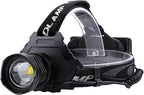 AMAKER LED Rechargeable Headlamp, High Lumens Super Bright with 5 Modes & IPX7 Level Waterproof USB Rechargeable Zoom Headlamp, 90° Adjustable for Outdoor Camping, Running, Cycling, Climbing