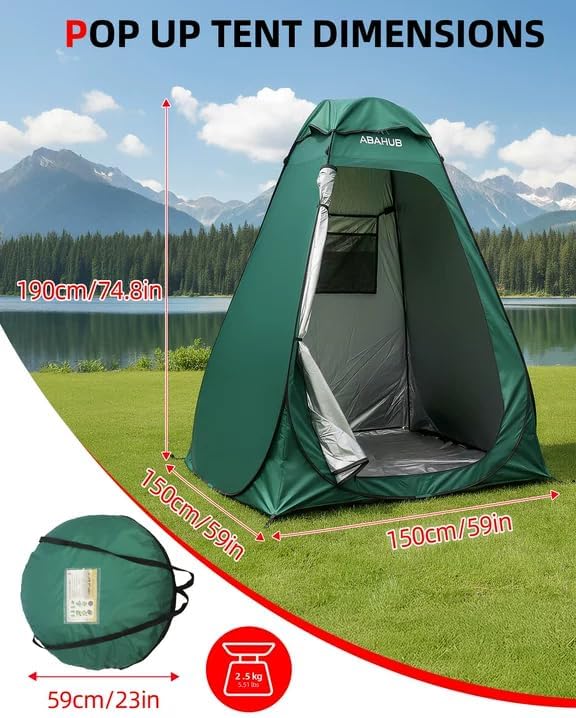 Abahub Pop Up Solar Shower Tent Kit, Portable Instant Privacy Tents with 5 Gallon Solar Shower Bag, Outdoor Changing Room for Camping, Beach