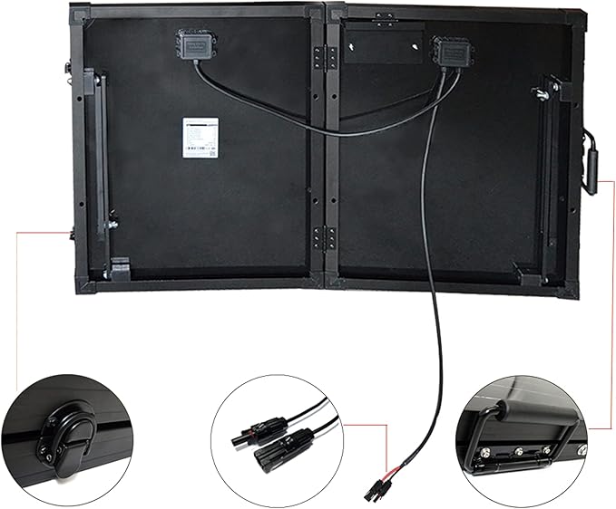 ACOPOWER 200W Portable Solar Panel Kit, Waterproof 20A Charge Controller for 12V Battery and Solar Generator for RV, Camper Trailer& Marine Black