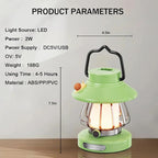 Kids Lantern with 3 Color Light & USB-C Rechargeable, Dimmable Camping Night Light for Children, Safe & Durable ABS Plastic Toddler Flashlight for Bedroom, Tent, Emergency (Green)