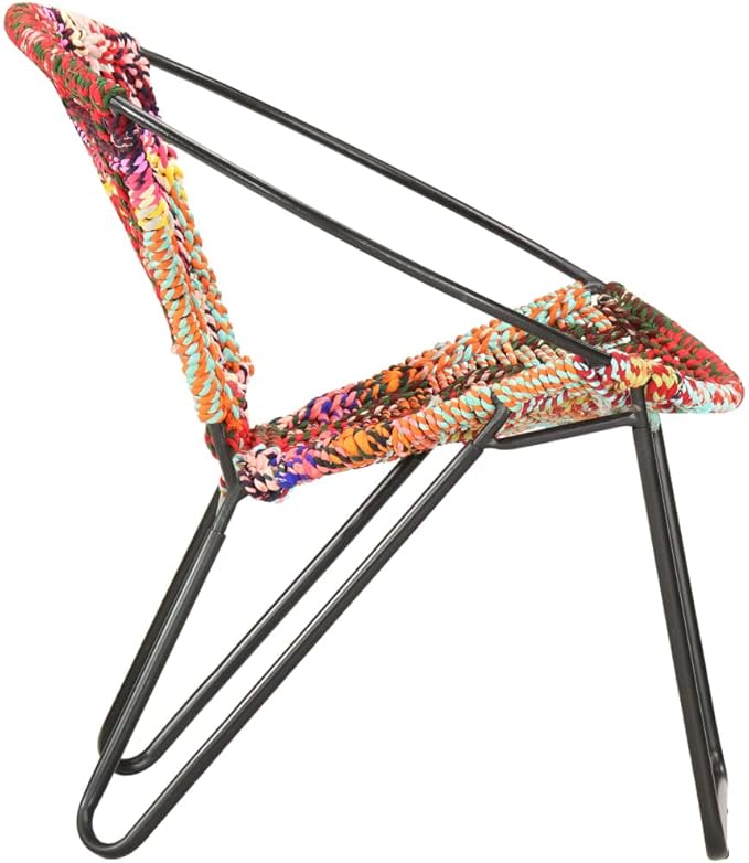 Circle Chair,Camping Chair,Beach Chair,Garden Chair,Bedroom Chair,Industrial Chair,Home Decor,for Living Room, Club, Bedroom, Indoor,Outdoor, Balcony, Garden,Multicolors Chindi Fabric
