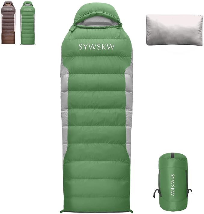 Ultralight Down Sleeping Bag with Pillow, 15F 32F 45F Sleeping Bag for Women,Men,Youth Backpacking,Hiking and Camping Outdoor with YKK Two-Way Zipper 680 FP Down