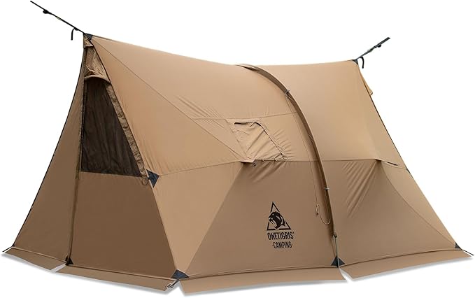 OneTigris ASH Canopy Hammock Hot Tent, Spacious Waterproof Windproof 4 Season Tent with Poles for Camping, Hiking, Bushcrafting, Survivalist, Car Trips