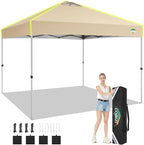 COBIZI 10x10 Pop Up Canopy Tent, Outdoor Party Tent Without Sidewall One Push Setup Glow, 3 Adjustable Height Air Vent Waterproof UPF50+, Bag, 4 Sandbag, 8 Stake, 4 Rope for Beach, Commercial