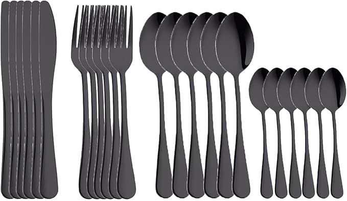 Flatware Sets 24pcs 18/10 Stainless Steel Cutlery Set Gold Tableware Set Fork Knife Spoon Dinnerware Set Flatware Set Silverware Set Stainless Steel
