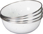Stansport Deluxe 24-Piece Enamel Tableware Set - Enamel Plates and Bowls Lightweight and Durable Camp Dish Set for Camping and Backpacking Plates and Bowls for 4 People