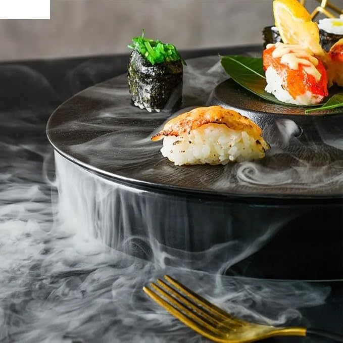 Camping Plates Ceramic Dinner Plate Creative Solid Color Dry Ice Plate Sashimi Plate Sushi Plates Salmon Plates Restaurant Specialty Tableware Decorative Plate(B 12 inch)