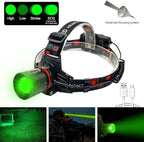 Green LED Headlamp Rechargeable Super Bright Hunting Headlamps Waterproof Headlamp Flashlight Zoomable 3 Modes Headlight for Hunting Fishing Running