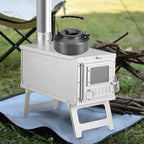 Portable Wood-Burning Stove for Camping with Backpack and 8.6 ft Chimney Pipe; Lightweight and Foldable for Tent, Hunting, Ice Fishing, Travel; Ideal Gift for Campers, Outdoor Accessories