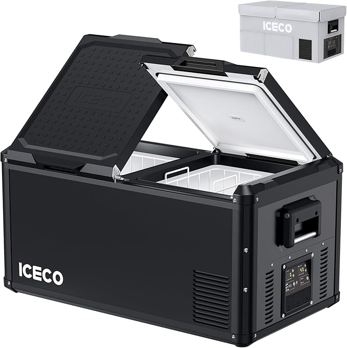 ICECO VL75ProD Portable Refrigerator, 12v Dual Zone Fridge Freezer with SECOP, 0°F to 50°F, 79Qt 12V Portable Freezer with Reversible Lid, Car Fridge portable AC/DC For Car, Camping |with Cover