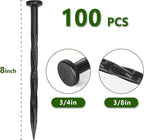 100 PCS Landscape Edging Stakes, Plastic 8-Inch Garden Anchoring Spikes, Spiral Nylon Spikes for Garden Lawn Yard Paver Edging, Weed Barriers, Artificial Turf, Tent Accessories, Grass Pathway
