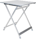 Camco Large Aluminum Side Table - Features Easy Setup & Supports Up to 110lbs - 19.5 L x 20” W x 24.25” H - Great for Camping, RVing & More - Folds to 2” (W) for RV Storage and Organization (51891)