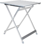 Camco Large Aluminum Side Table - Features Easy Setup & Supports Up to 110lbs - 19.5 L x 20” W x 24.25” H - Great for Camping, RVing & More - Folds to 2” (W) for RV Storage and Organization (51891)