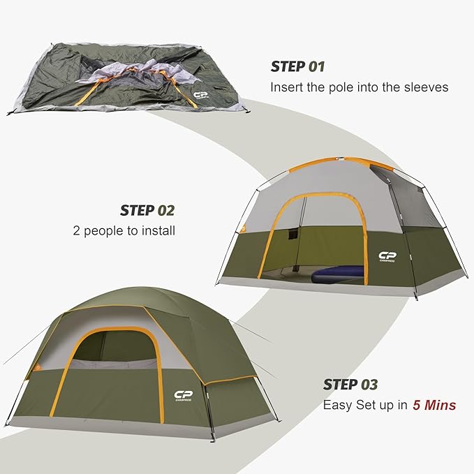 Tents for Camping 6 Person Tent Waterproof Windproof Double Layer Family Camping Tent, Easy Setup Dome Tent with Large Mesh Windows & Wider Door for Outdoor Camping & Hiking