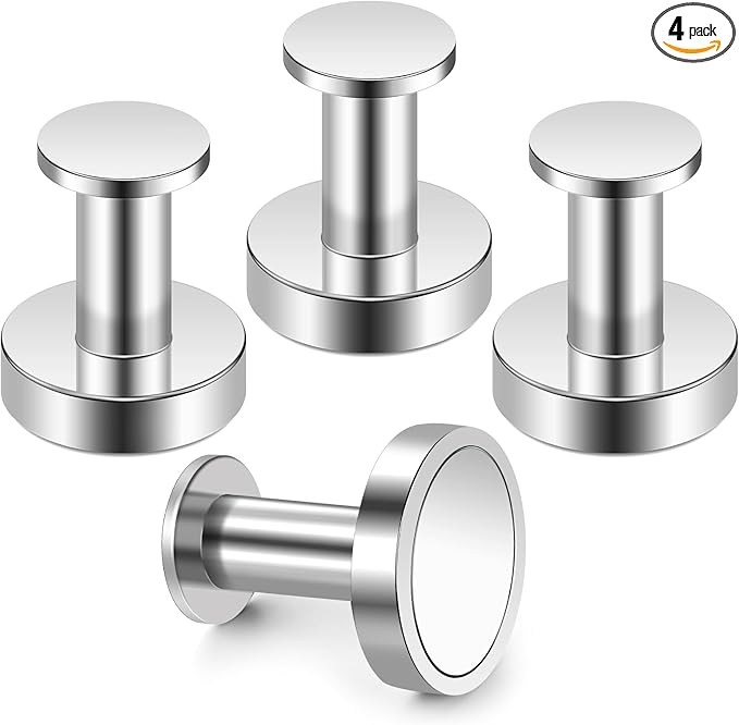 E BAVITE Magnetic Hooks 4 PCS 150lb Magnet Hook Cruise Cabins Essentials Heavy Duty Wreath Hanger Strong Magnets for Classroom Whiteboard Wreath Coat Grill Hanging Garage Cruise Ship Camping (Silver)