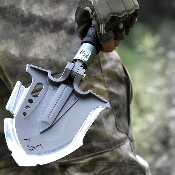 Zune Lotoo Survival Shovel Multitool 28 in 1 Luxury Kit, Tactical Camping Folding Shovel, Unbreakable Martensitic Steel Adjustable 7 Angles 24-35.4'' Length, Compact Gear for Outdoor Hiking Emergency