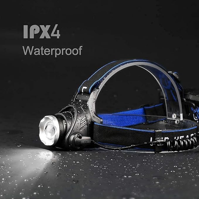 Rechargeable LED Headlamp, USB Input and Output, Super Bright, 3Pcs Battery, 15 Hours Runtime, Perfect for Camping, Fishing, Running, Biking