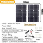 36W Foldable Solar Panel with USB Charging, 6000W Car Power Inverter, Complete Solar Inverter Kit for DC12V-AC110V/220V, Portable Solar Power System for Camping & Outdoors