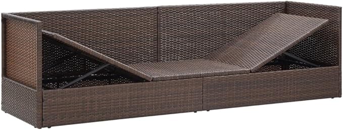 Patio Furniture Camping Chairs Outdoor Chairs Beach Chair Patio Bed with Cushion & Pillows Poly Rattan Brown for Poolside Backyard and Beach